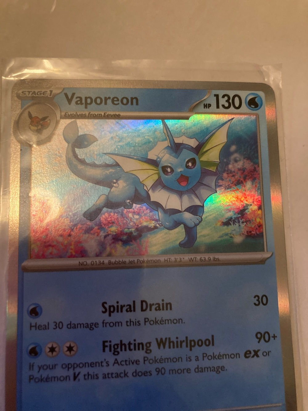 Pokemon Vaporeon Holographic Trading Card - Blue - Picture 2 of 12